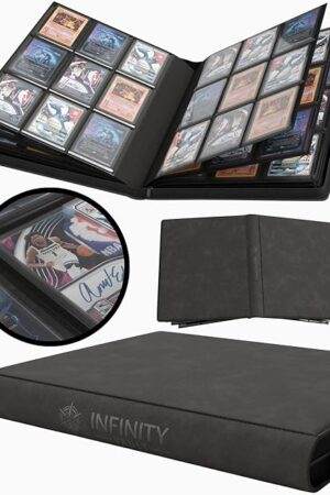The Premium Top Loader Binder for 216 Cards - Non-Tenting 9 Pocket Double Sided Design - Zipper-Enclosed Ringless Toploader Binder (Vintage, Black Interior, 216 Cards)