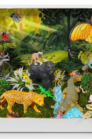 The Rainforest Diorama Animals Figurines Set Assorted Creatures Rainforest Diorama Supplies Animals Model Trees DIY Rainforest Decor for Birthday Gift