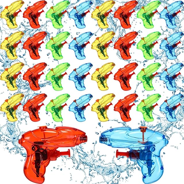 The Leyndo 32 Pack Mini Water Gun for Kids Colorful Blaster Squirt Pistol Small Fun Water Gun Bulk for Outdoor Beach Game Summer Swimming Pool Party Favor(Vibrant Style)