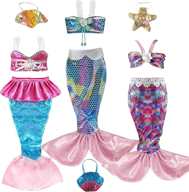 The 18-Inch Doll Clothing and Accessories Sets - Mermaid Doll Clothes Outfits Fits for 18 Inch Baby Doll Girl Doll with Handbag Dolls Accessories for Girls Gift