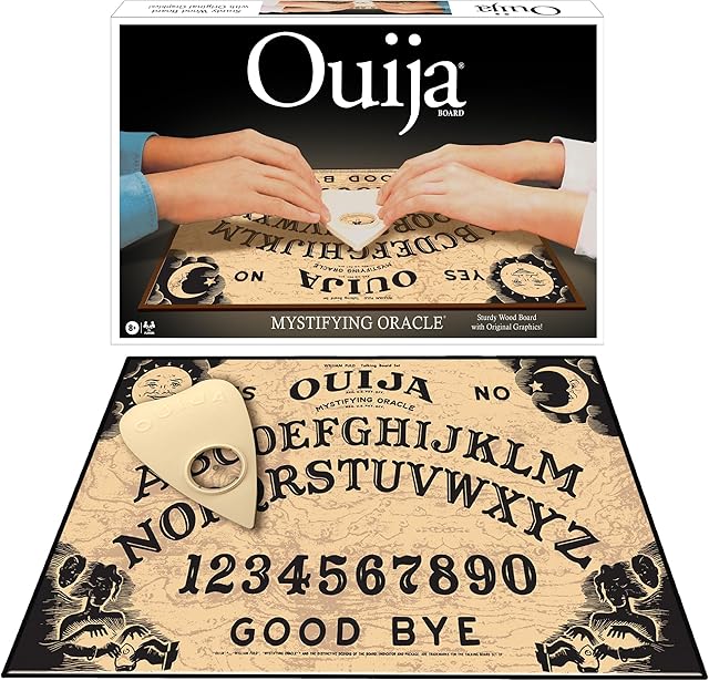 The Classic Ouija with 1990s Artwork by Winning Moves Games, Thick Wood Premium Quality Talking Spirit Board, for 2 or More Players, Ages 8 and Up (1175)