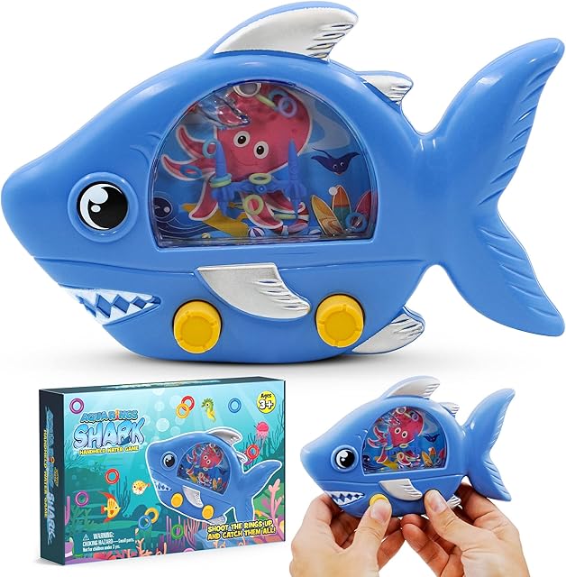The YoYa Toys Aqua Rings Shark Handheld Game for Kids - Retro & Nostalgic Car Activity - Portable Travel Game - Great Shark Gift & Party Favors