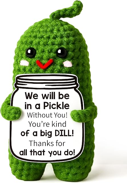 The Christmas Gifts for Coworkers, Teachers, Bosses, Friends - White Elephant Gifts, Thank You Gift for Holidays, Retirement, Funny Appreciation Gift - Handmade Emotional Care Pickle with 'A Big Dill' Message