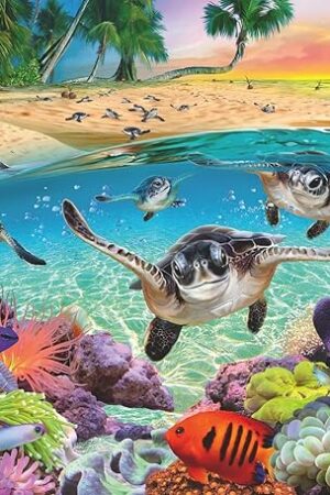 The Ravensburger - Race of The Baby Sea Turtles - 500 Piece Large Format Jigsaw Puzzle - Stunning Imagery - Unique Depiction Under The Sea - Premium Quality - Puzzles for Adults
