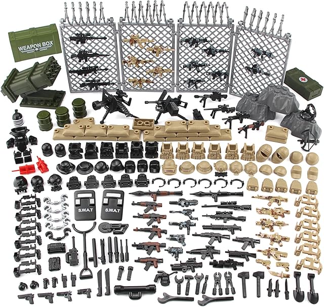 The Feleph Modern Military Weapons Pack SWAT Police Multiple Ages 4+ Combinations Toy Set for Soldier Figures Model Army Equipment Gear Pieces Blocks Compatible with Major Brand