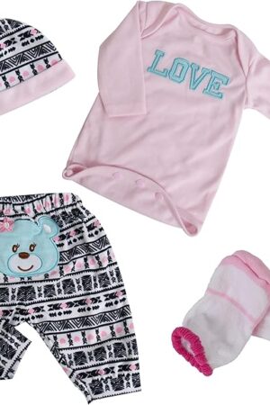 The Reborn Baby Dolls Clothes Girl Pink Doll Outfits 17-22 Inches Baby Doll Clothes and Accessories for Newborn Baby Dolls Girl