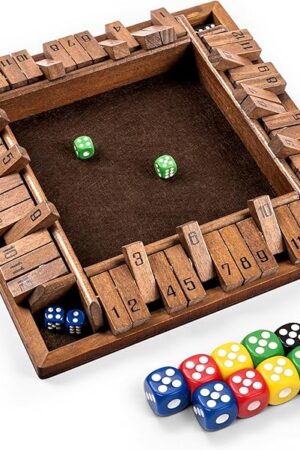 The ropoda Shut The Box Game, Upgraded 12 Numbers Wooden Board Games for Adult and Kids, Shut The Box Dice Game -Addition Training, Fun for Family Game Night,Vintage Style