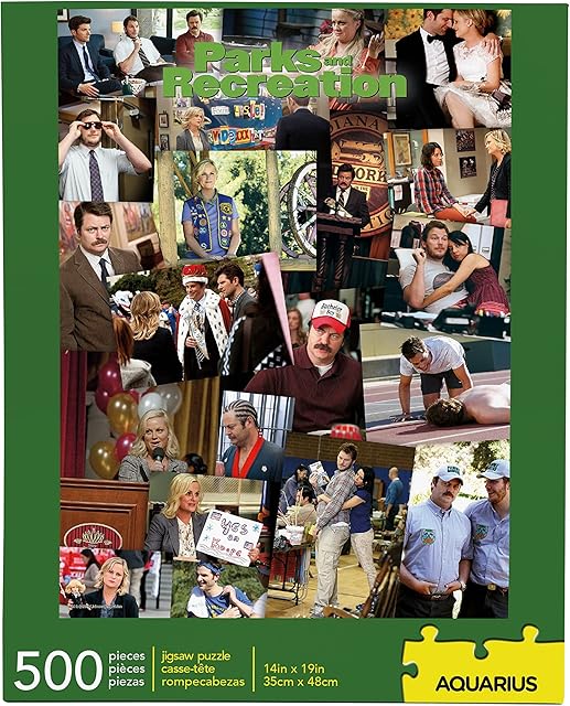 The AQUARIUS Parks & Rec Collage Puzzle (500 Piece Jigsaw Puzzle) - Glare Free - Precision Fit - Officially Licensed Parks & Rec Merchandise & Collectibles - 14 x 19 Inches