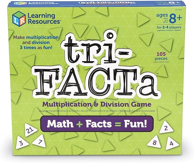 The Learning Resources tri-FACTa Multiplication & Division Game, Homeschool, Math Game, 2-4 Players, 104 Piece Set, Ages 8+