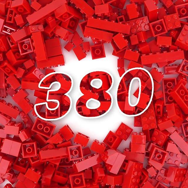 The MALEKO Classic Bulk Building Blocks Accessories, 380 Pieces Mix Shape Bricks for Building-Compatible with All Major Brands(Red)