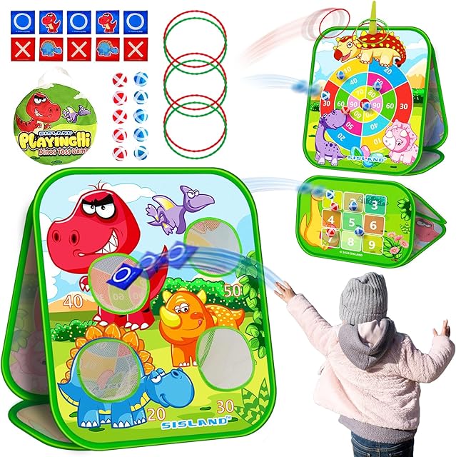 The 5-in-1 Bean Bag Toss Game for Kids, Animal Corn Hole Outdoor Toy for Toddler, Outside Yard Party Lawn Backyard Games Birthday Gift for Boy Girl Age 3 4 5 6 7 8