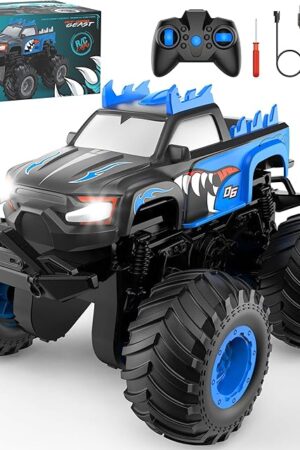 The Remote Control Car, 1:24 Scale All Terrain Monster Tuck Toys with Auto Demo, Remote Control Tuck with 360° Rotation and Lights, 2.4Ghz Rc Cars Support 20km/h, Monster Trucks for Boys Age 4-7