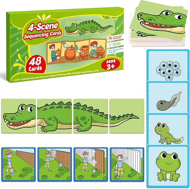 The Sequencing Cards,Sequence Board Game for Kids,Speech Therapy Materials Toys for Autism,Story Storytelling,Social Skills,Sentence Building,Preschool Learning Activities,Classroom & Homeschool