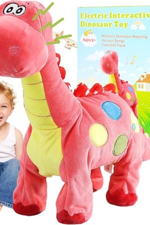The Pink Dinosaur Toys for Girls Walking Nodding, Roaring, Repeating What You Say, Touch & Button Control Eyes Turn Red Realistic Pet, Toy Gift for Kids Christmas Birthday Easter Toddlers