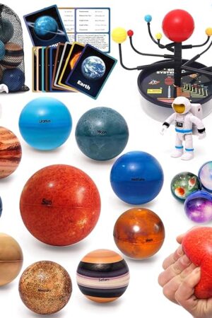 The Planets for Kids Solar System Toys Space Balls Sun Stress Ball Astronauts Flash Card Educational Montessori Sensory Toys STEM Kits Christmas Birthday Gift for Ages 3-8