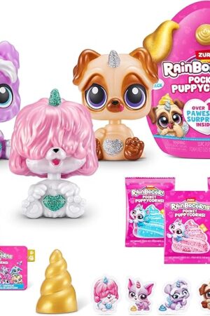The Rainbocorns Pocket Puppycorn 3 Pack by ZURU Toy Puppy Dog Mini Unboxing Girls Gifting Idea, Toys for Girls, Kid's Birthday Gift