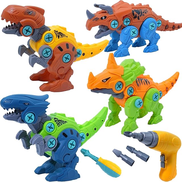 The Dinosaur Assembly Kit, 4Pcs Take Apart Toys with Storage Box, Educational Building Toys, Christmas Birthday Gifts Boys 6 7 8 Year