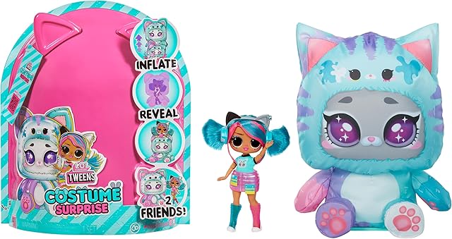 The LOL Surprise Tweens Costume Surprise Emma Emo Fashion Doll with Inflatable Teal Kitty Pet Costume and Multiple Surprises Including Fabulous Fashions & Accessories – Great Gift for Kids Ages 4+