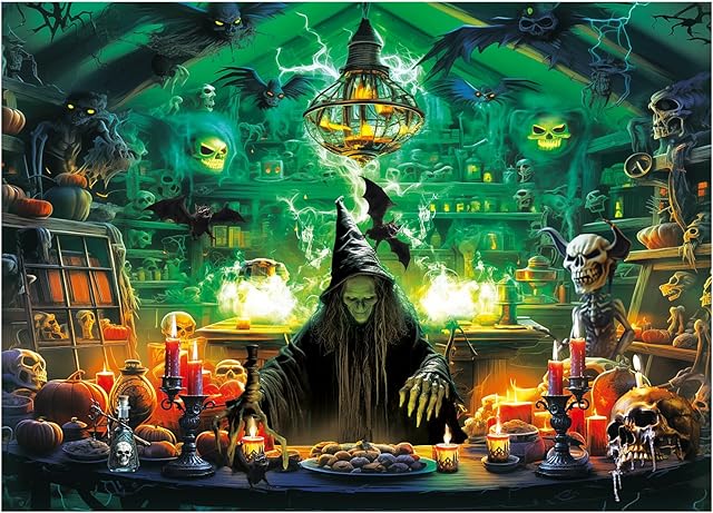 The CCINEE Halloween Jigsaw Puzzle for Holiday Big Challenge, Huanted House Witch Hocus Pocus Puzzle for Adult Halloween Scene Puzzles for Horror Witched Theme Party Activity Gift 1000 Pieces