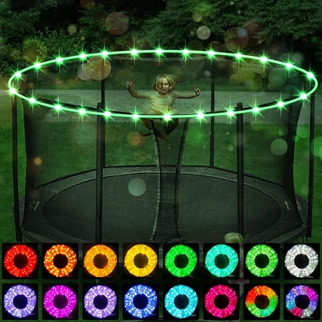 The Trampoline LED Lights, 16 Color Change, Waterproof Battery Powered, Suitable for 12ft, 14ft, 15ft, 16ft Trampolines, Remote Control or Jump Control
