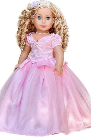 The Pretty Pink - Outfit for 18-Inch Dolls – 4-Piece Set with Dress, Headpiece & Necklace – Fits Most 18-Inch Dolls – DreamWorld Collections - Doll Not Included