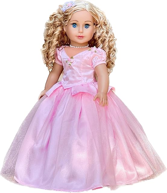 The Pretty Pink - Outfit for 18-Inch Dolls – 4-Piece Set with Dress, Headpiece & Necklace – Fits Most 18-Inch Dolls – DreamWorld Collections - Doll Not Included