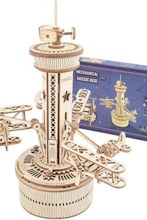 The ROKR 3D Wooden Puzzle Mechanical Music Box,DIY Aircraft Model Kits to Build,Best Toy Gift for Teens,Adults on Birthday,Decoration for Room