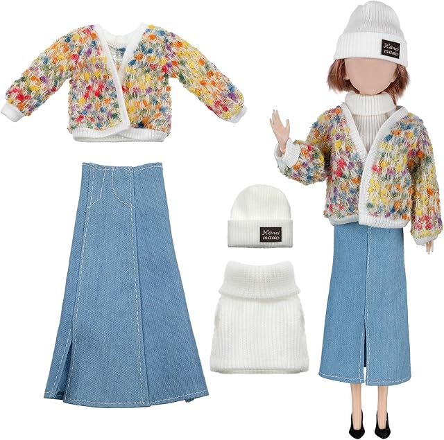 The Bencailor Doll Clothes for 12 Inches Doll Skiing Snowboarder Fashion Doll Clothing and Accessories Set Skiing Outfits Costume(Bright)