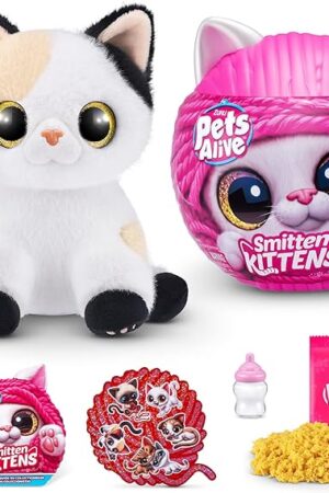 The Pets Alive Smitten Kittens Surprise (Calico Cat Minx) by ZURU Nurture Play Soft Toy Unboxing Adopt Interactive 10 Sounds