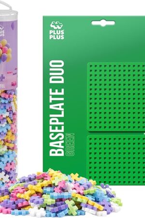 The PLUS PLUS 240 Piece Interlocking Building Blocks for Kids, Open Ended Connecting Toys, STEM Bin Mini Manipulatives - Pastel Mix Play Tube & Baseplate