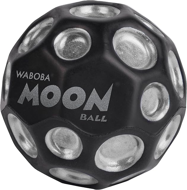 The Waboba The Original Moon Ball - Hyper Bouncy Ball - All Ages Extreme Bounce and Fun - Perfect for Active Play and Outdoor Games - Black/Silver