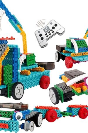 The PowerTRC 4 in 1 STEM Robotic Building Kits | Explore & Learn Remote Control Educational Engineering Robots for Kids | DIY Machine Building Experience | Science Robot Kit for Boys & Girls (127 Pieces)