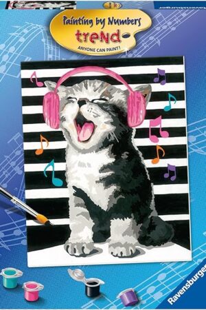 The Ravensburger Singing Kitten Paint by Numbers Kit for Children - Painting Arts and Crafts for Kids Age 12 Years Up