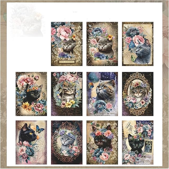 The Vintage Aesthetic Scrapbook Kit 30 Sheets Scrapbook Paper Flower Theme Material Paper Decoration DIY Background Paper Scrapbooking Materials Journaling Supplies Aesthetic Scrapbook Kit(B)