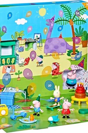The PEPPA PIG George's Party Advent Calendar with 24 Surprise Toys and Stickers Including 5 Figures, Preschool Toys for Girls and Boys 3 and Up (Amazon Exclusive)