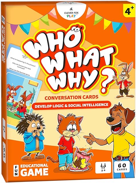 The Who What Why Conversation Cards for Kids – Learning Materials for Social Skills, Emotional Intelligence & Critical Thinking – Speech Therapy Resources, Articulation & Sequencing Card Game, Ages 4+