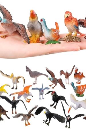 The Realistic Bird Figurines, 24pcs Eagle, Parrot, Robin, Owl Toys - Fairy Garden Accessories, Educational Learning Dollhouse Birthday Cake Topper Gift for Kids