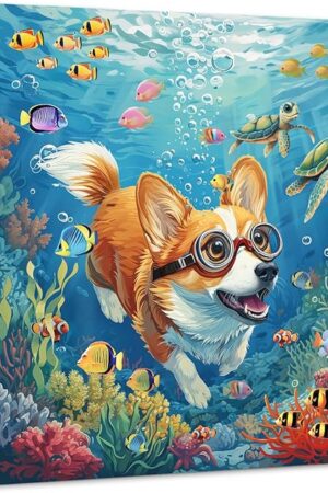 The PICKFORU Dog Puzzles for Adults 1000 Pieces and up, Funny Puppy Puzzle Collection Corgi Sea Turtle Fish, Ocean Puzzles as Home Decor