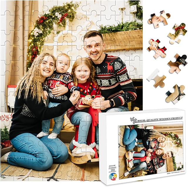 The Custom Puzzle 120/200/300/500/1000/1500 Pieces, Personalized Puzzle from Your Own Photos, Customized Picture Jigsaw Puzzle Gift for Christmas Wedding Birthday Family