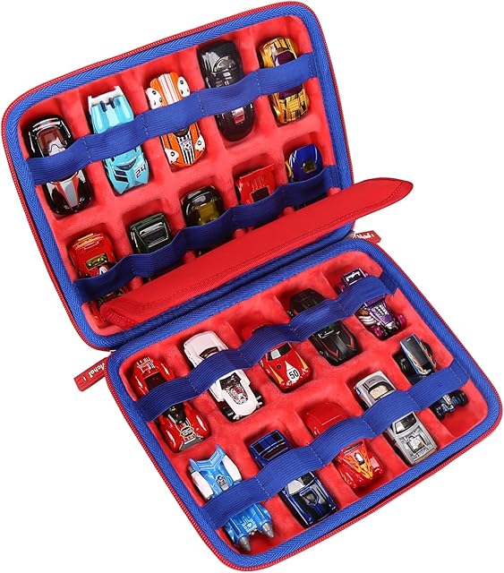 The Mchoi Case Storage for 20 Cars, Toy Car Organizer for Your Matchbox Cars Storage, Red, Case Only