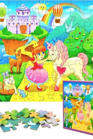The Puzzles for Kids Ages 4-8 Kids Jigsaw Puzzles 72 Piece Toddler Princess Puzzle Unicorn Jigsaw Puzzle with Thick Pieces and Sturdy Box Unicorn Gifts for Girls