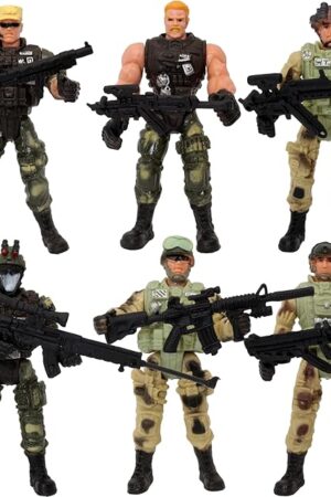The PowerTRC 6 Pcs Army Men Military Action Figures, Special Force Soldiers Toys for Kids 5-7, Army Action Figures with Military Weapons Accessories Toy Soldiers for Boys