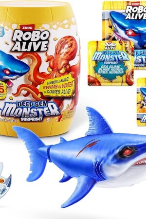 The Robo Alive Deep Sea Monster Surprise (Shark) by ZURU, Surprise Unboxing and Electronic Animal Toy for Boys