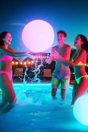 The Pool Toys - 16" Light Up Beach Ball, 1/2/4 Pack Glow in The Dark Balls with 8 LED Modes, Pool Games for Adults, Teens and Kids, LED Ball for Outdoor or Indoor Activities