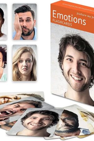 The Picture My Picture Emotions Volume 1 Flash Card Set – Speech Therapy Tool for Vocabulary, Communication & Thinking, Scratch-Resistant with Activity Guide, Suitable for Education, ESL & ABA – Set of 40