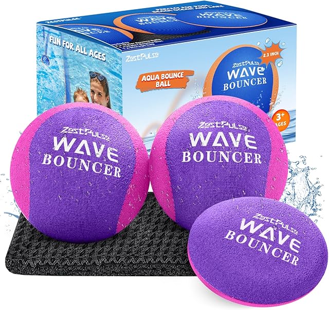 The Water Skipping Ball Set - Bouncing Water Toys for Beach, Pool, Ocean & Lake - Fun Summer Gifts for Kids, Teens, Adults & Family, Teens, Adults & Family, Purple/Pink