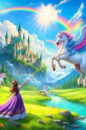 The Princess of Unicorn Kingdom 100 Piece Puzzle + Bonus 16 Stickers for Kids 4-8 8-10 - Puzzles for Children and Adults - Learning Educational Toys Birthday Gifts for Girls Jigsaw Puzzles
