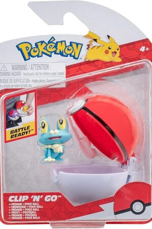 The Pokémon PKW3133 - Clip'n'Go Poké Balls - Froxy & Pokéball, Official Pokéball with 5 cm Figure Red Ball