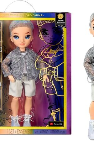 The Rainbow High Aidan- Purple Boy Fashion Doll. Fashionable Outfit & 10+ Colorful Play Accessories. Great Gift for Kids 4-12 Years Old and Collectors.