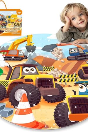 The Puzzles for Kids Ages 4-6, Construction Site Jigsaw Puzzles,48 Piece Jumbo Floor Puzzles for Kids Ages 3 4 5 6 7 8, Building Site Educational Toy Gift for Boys Girls Birthday Christmas